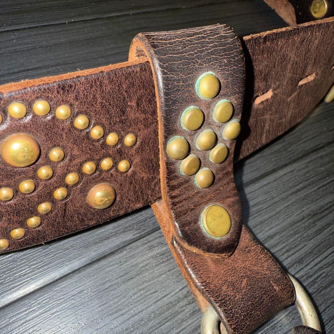 HTC ウォレットチェーン　ベルト　スタッズ　ヴィンテージ　レザーコード