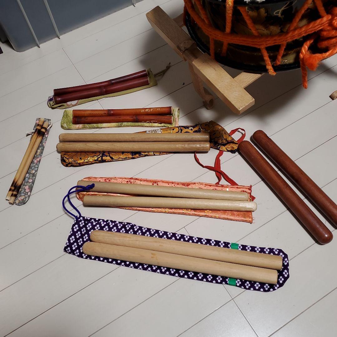 期間限定値引き 和太鼓 直径約35cm 持ち運びセット 色々バチ付き