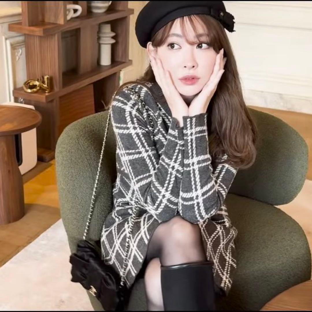 ワンピース Her lip to Pantheon Checked Knit Dress S