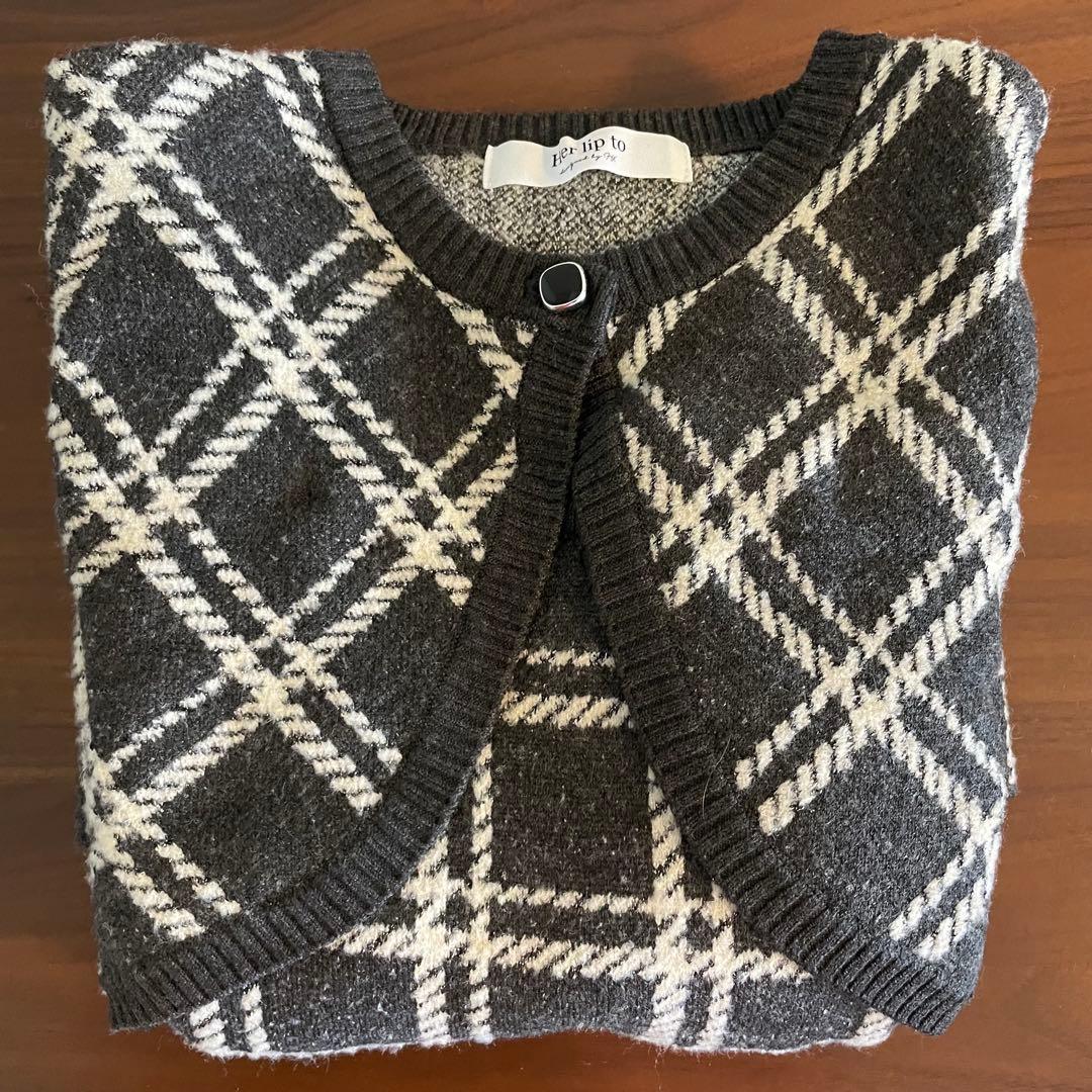 ワンピース Her lip to Pantheon Checked Knit Dress S