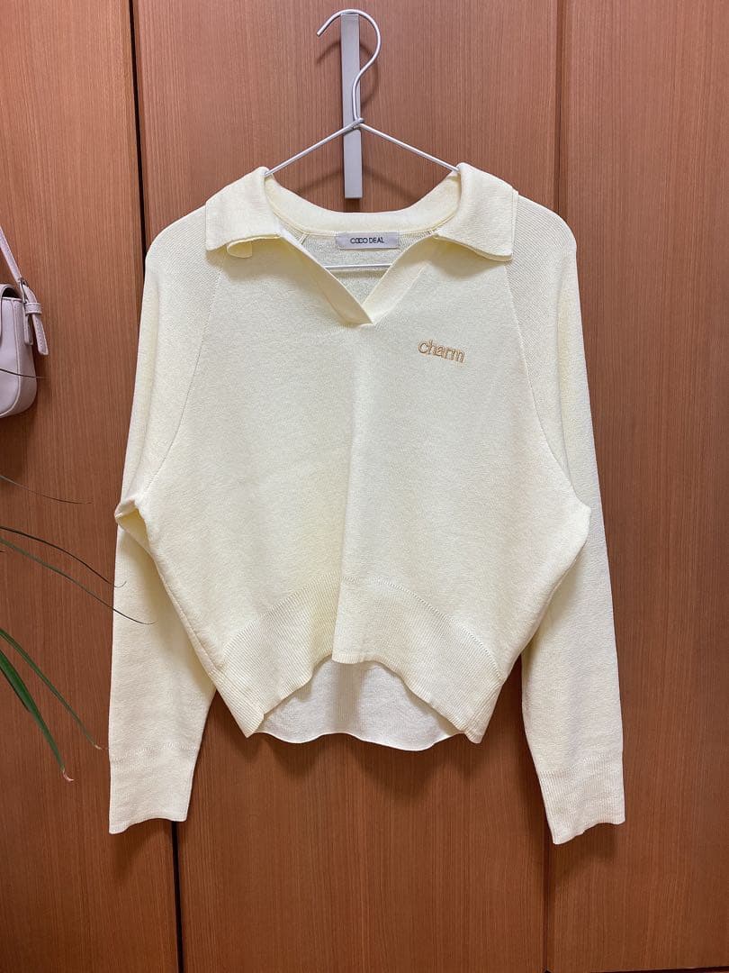 ココディール　Wカラースキッパーニットプルオーバー　イエロー