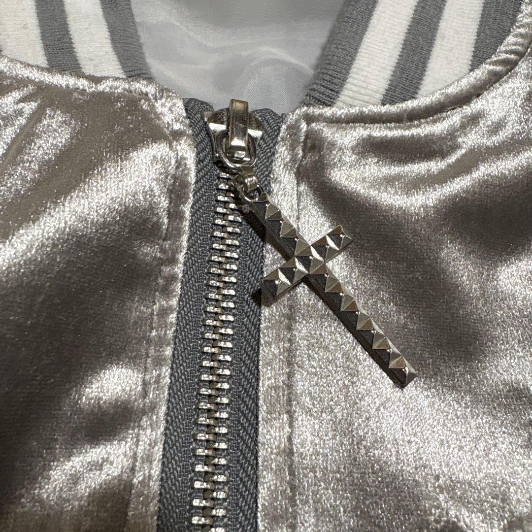 ディムモアール ベロア スカジャン スカル 刺繍 シルバー　地雷系　MA-1