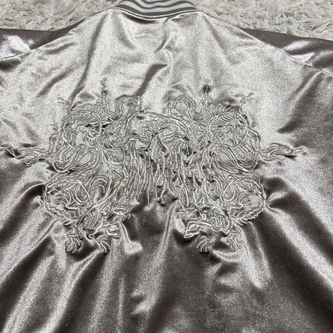 ディムモアール ベロア スカジャン スカル 刺繍 シルバー　地雷系　MA-1