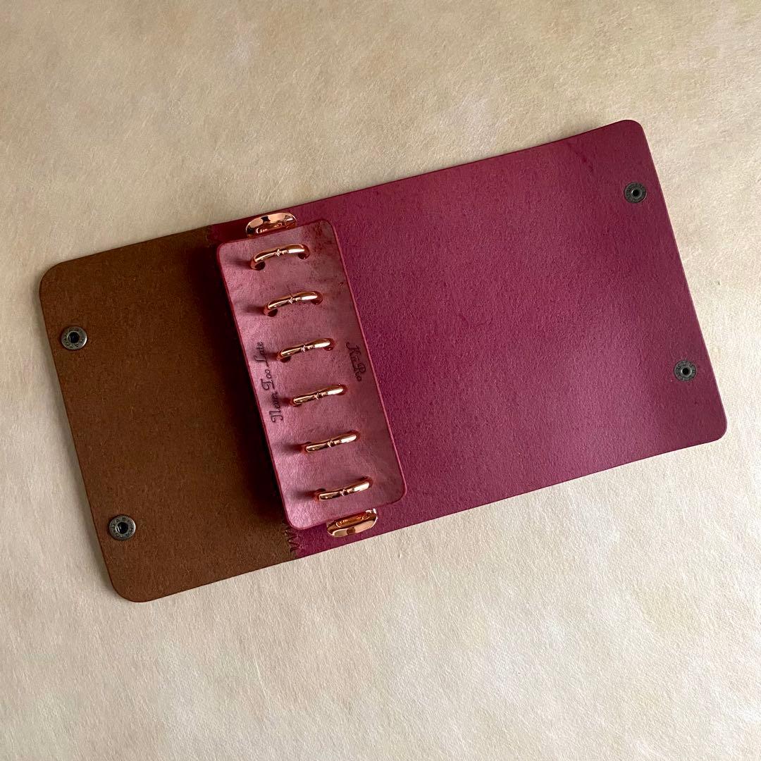 自由手帳 ミニ6 ブラウン×ラズベリー