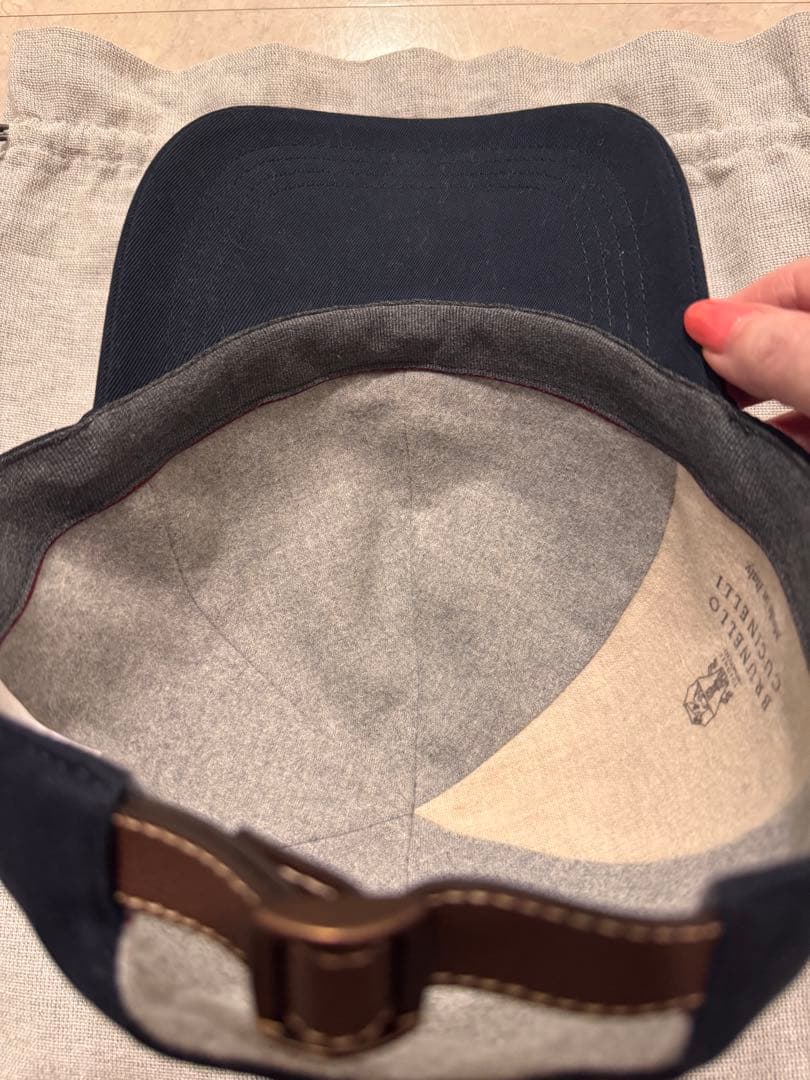 【美品】BRUNERO CUCINELLI コットンキャップ ネイビー Ｌ