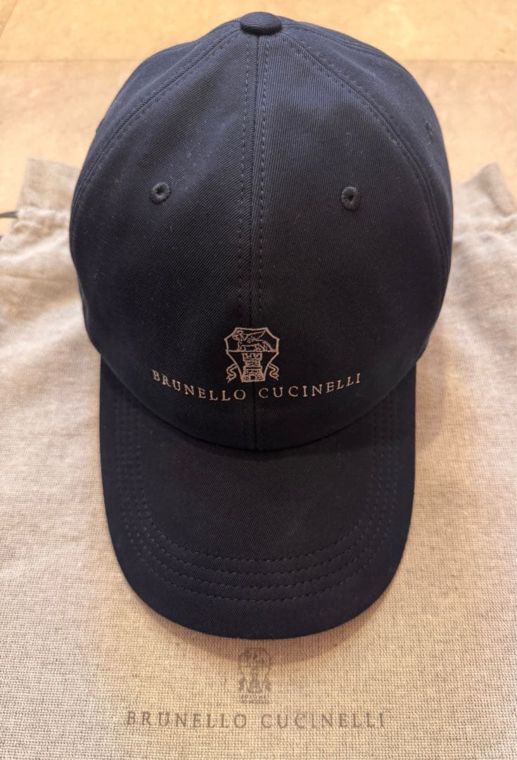 【美品】BRUNERO CUCINELLI コットンキャップ ネイビー Ｌ
