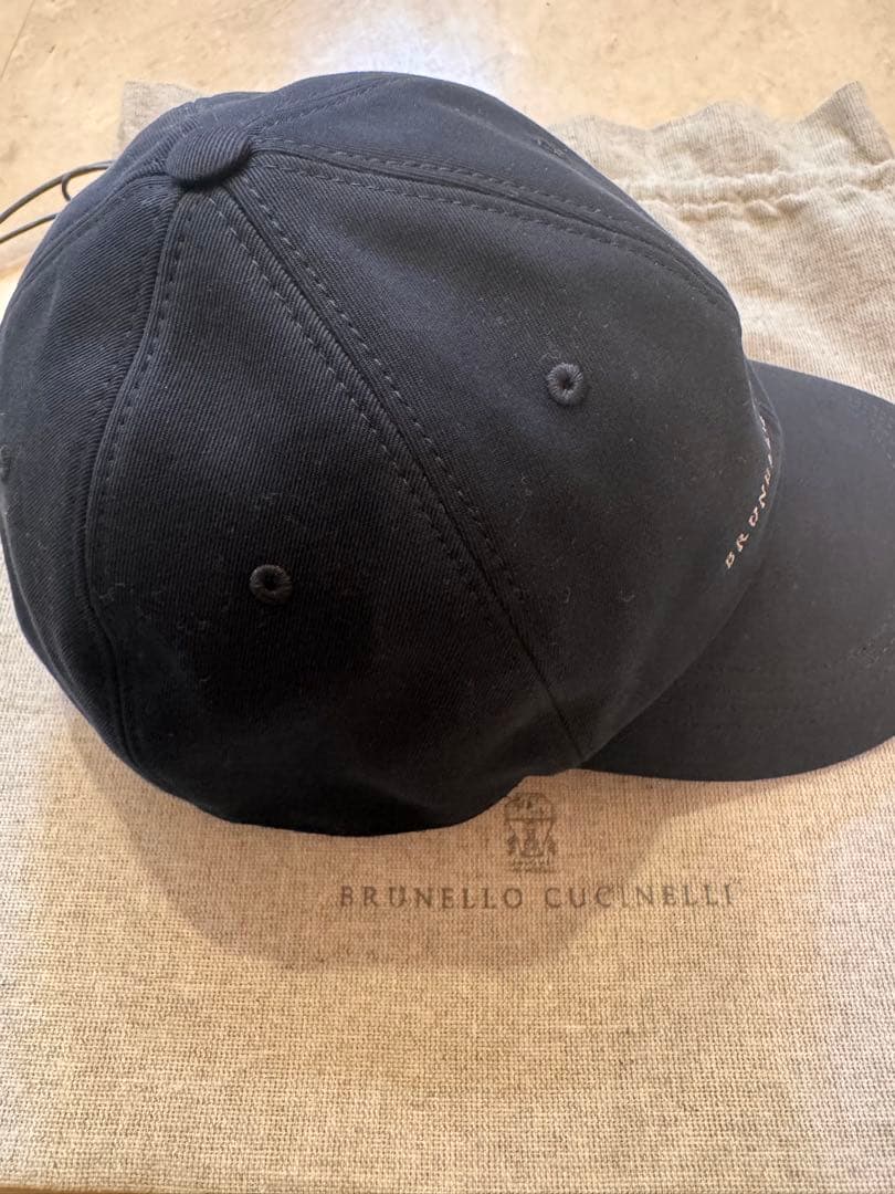 【美品】BRUNERO CUCINELLI コットンキャップ ネイビー Ｌ