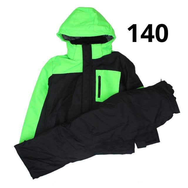 スキーウェア 男の子 上下セット サイズ調整付き ジュニア ライム 140サイズ