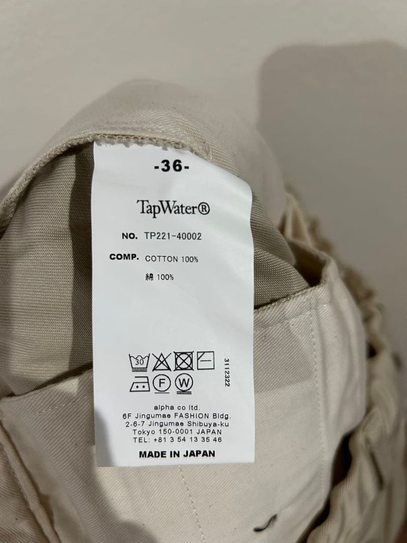 パンツ TapWater Cotton Chino Tuck Trousers 36