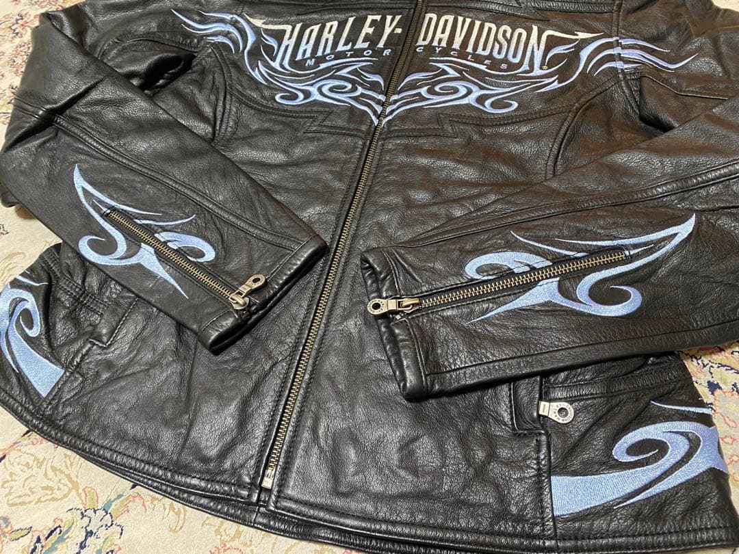 新品未使用Harley-Davidson ブラックレザージャケットフレアーロゴ