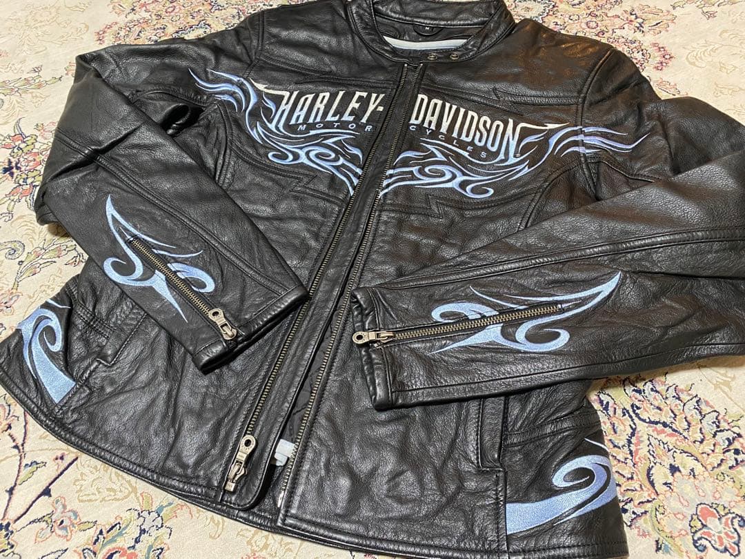 新品未使用Harley-Davidson ブラックレザージャケットフレアーロゴ
