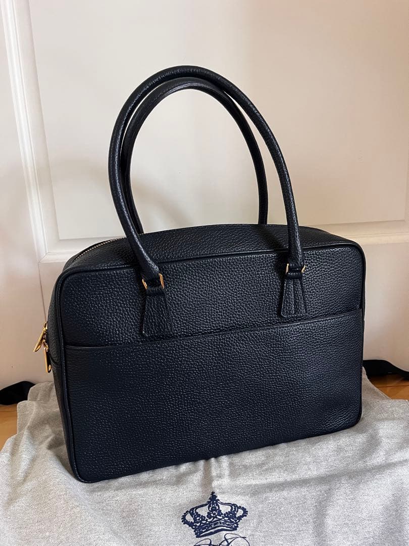 A.D.M.J トートバッグ　ハンドバッグ　レザー　本革極美品ネイビー　A4対応