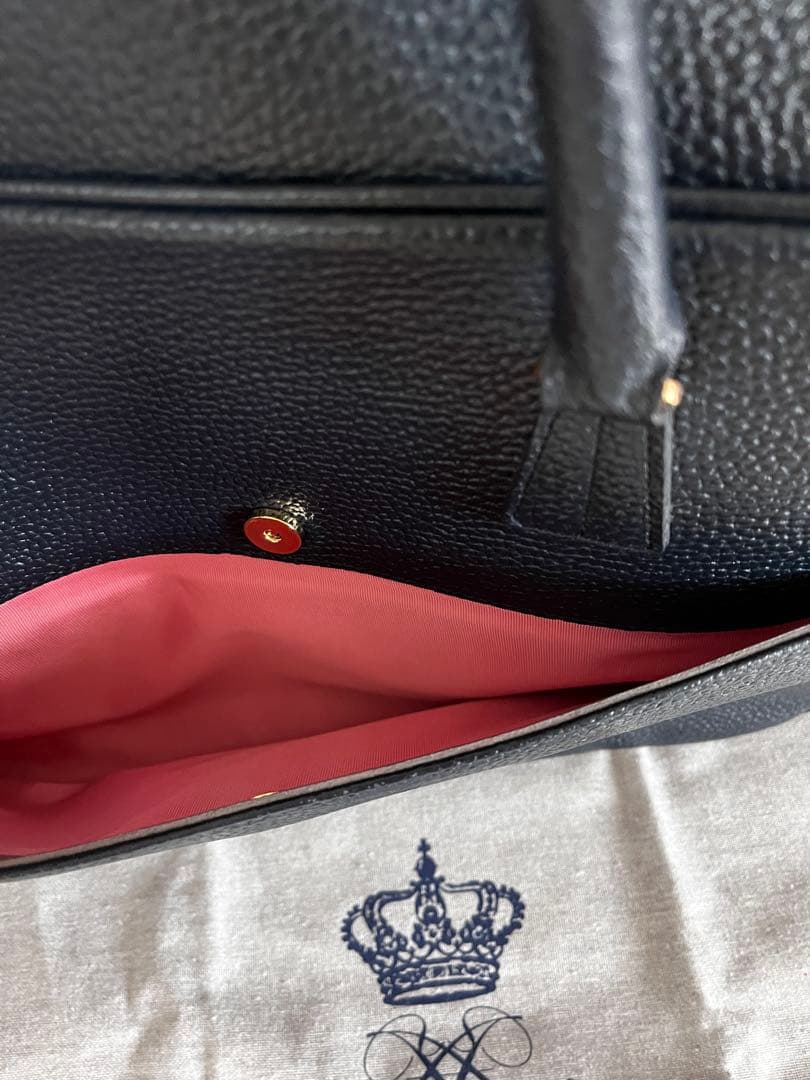 A.D.M.J トートバッグ　ハンドバッグ　レザー　本革極美品ネイビー　A4対応