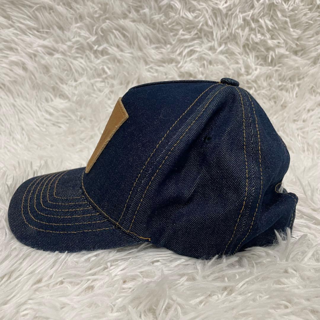 STUSSY 90~00s 6パネル　デニムキャップ　レザーパッチ　オールド