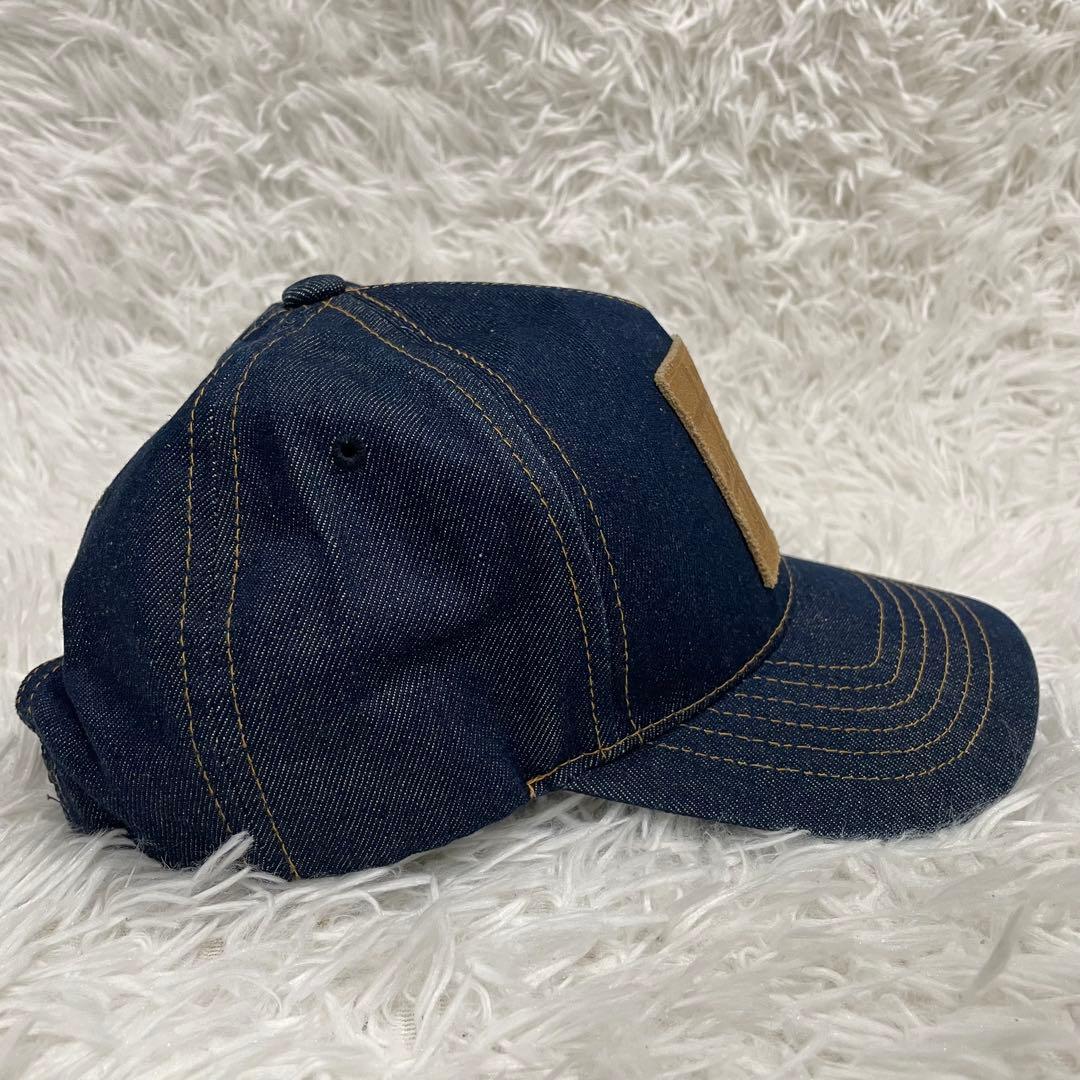 STUSSY 90~00s 6パネル　デニムキャップ　レザーパッチ　オールド