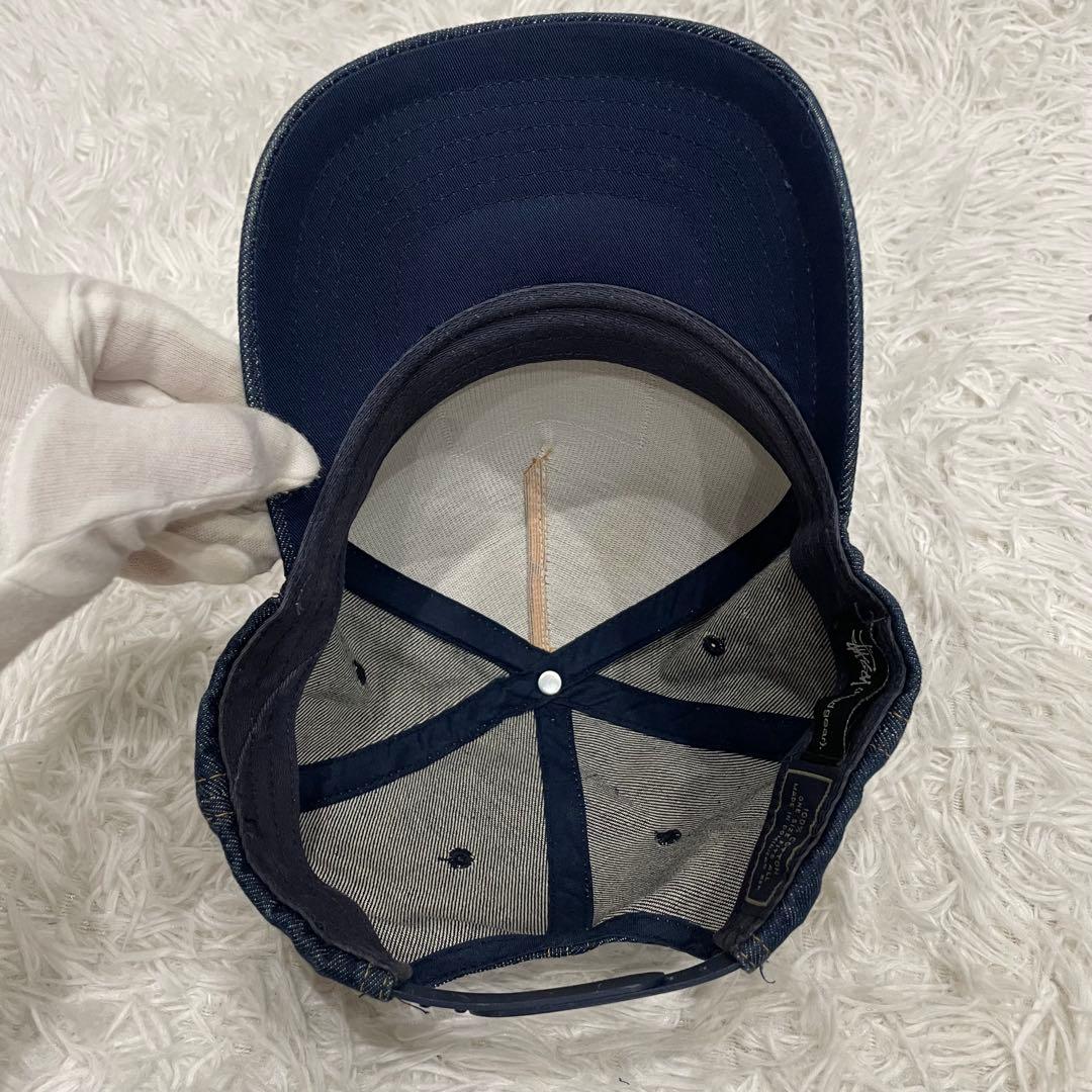 STUSSY 90~00s 6パネル　デニムキャップ　レザーパッチ　オールド