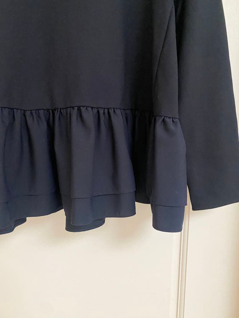 Yori ヨリ ぬくぬくヘムダブルフレアブラウス ネイビー