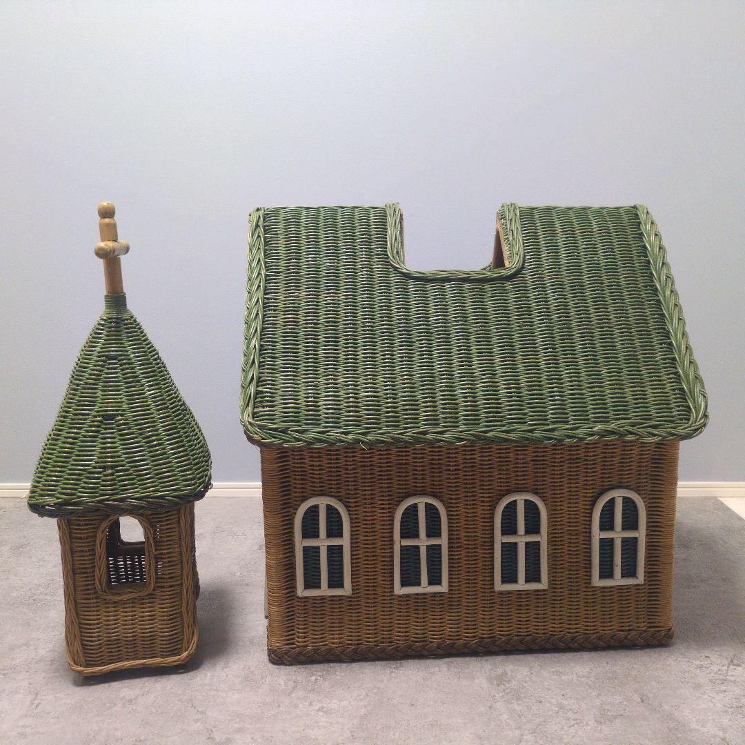 【希少】Kazama カザマ ラタン 教会型バスケット 大型 収納