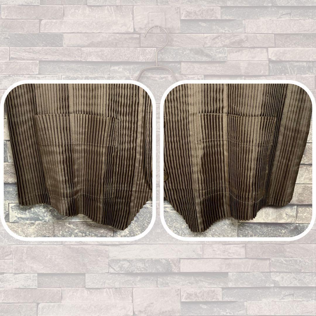 イッセイミヤケメン 08AW プリーツベスト シワ加工 玉蟲色 ブラウン/L