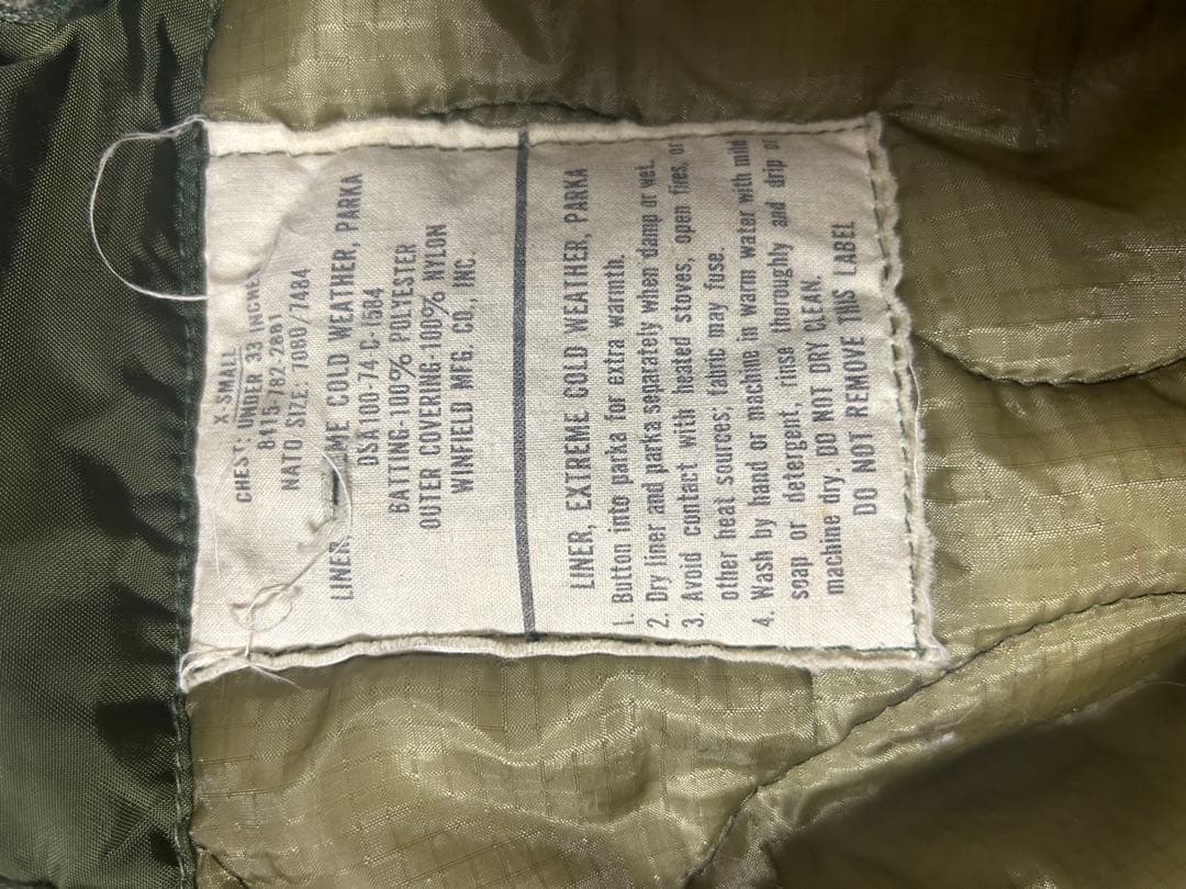 m65パーカーフィッシュテールビンテージ XSフルセット