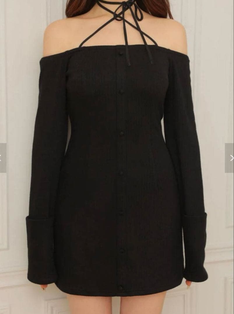 ワンピース 2way feather collar mini onepiece