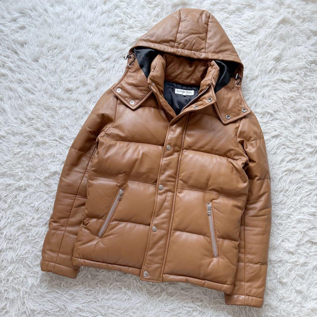 2WAY⭐︎VANQUISH ダウンジャケット ラムレザージャケット 羊革キャメル