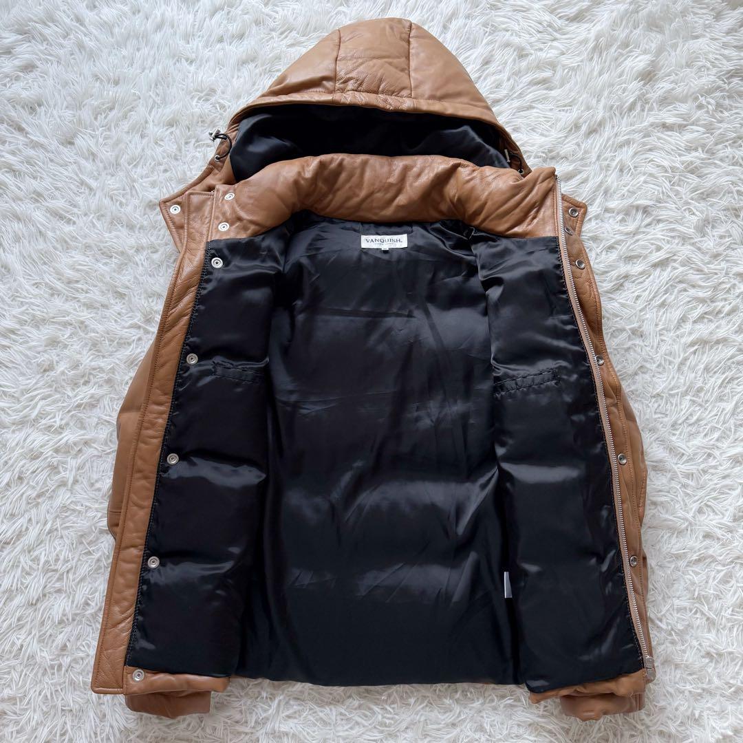 2WAY⭐︎VANQUISH ダウンジャケット ラムレザージャケット 羊革キャメル