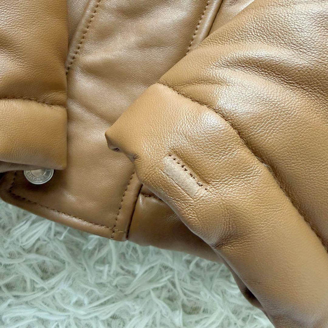 2WAY⭐︎VANQUISH ダウンジャケット ラムレザージャケット 羊革キャメル