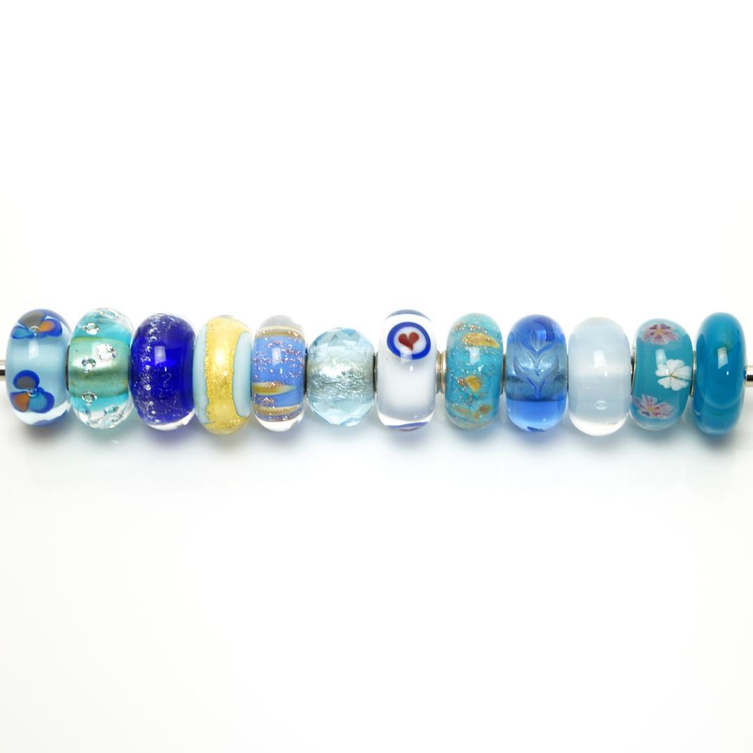 トロールビーズ 12点セット ブルー系 トゥインクル ハート 925 LAA
