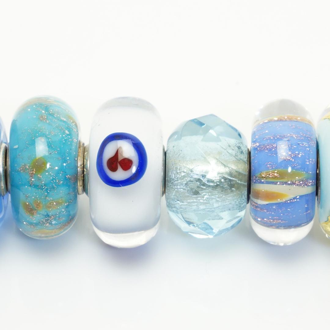 トロールビーズ 12点セット ブルー系 トゥインクル ハート 925 LAA