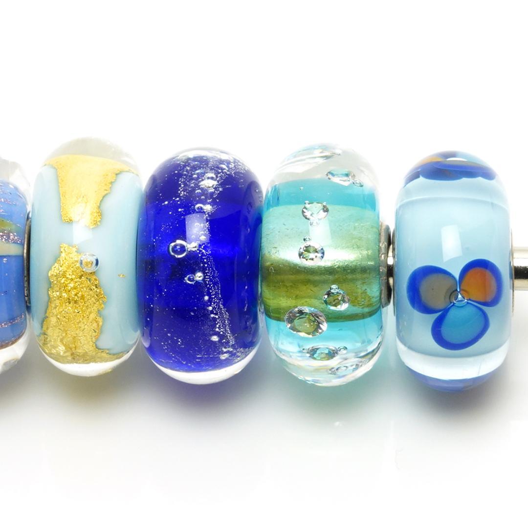 トロールビーズ 12点セット ブルー系 トゥインクル ハート 925 LAA