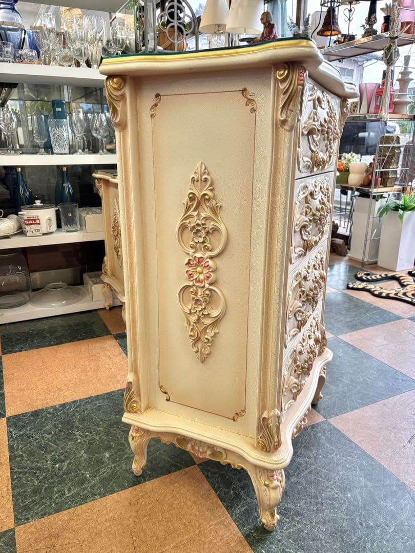 フレンチスタイル キャビネット 4段ロココ調