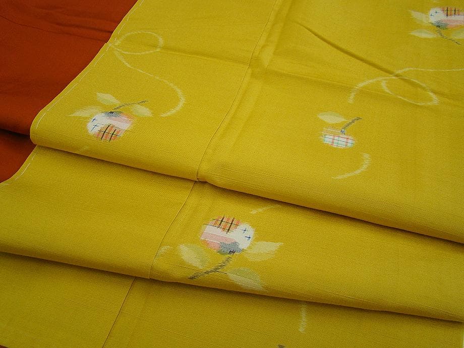 値下げ交渉ＯＫ！十日町紬 からし色 紬着尺 正絹 Ｂ６３１