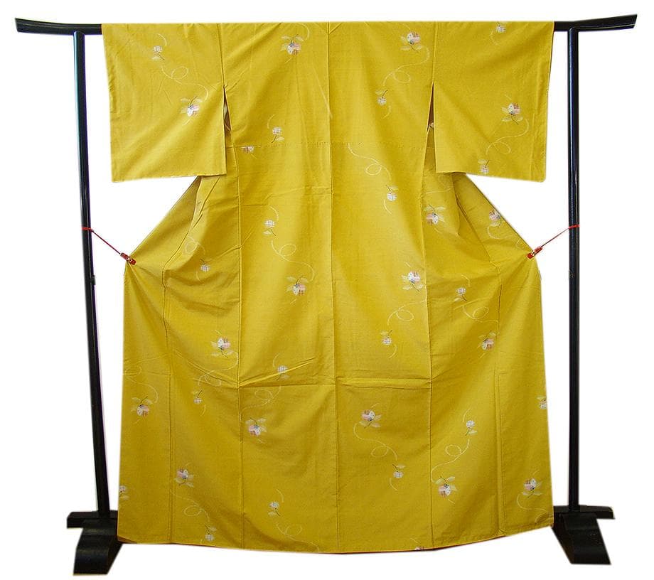 値下げ交渉ＯＫ！十日町紬 からし色 紬着尺 正絹 Ｂ６３１