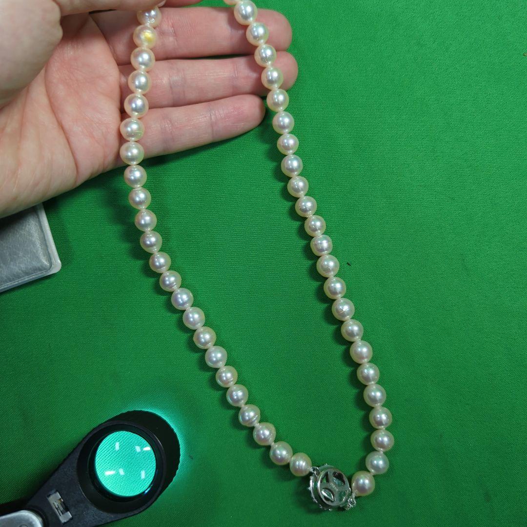 タサキ　田崎真珠　アコヤ　パール　ネックレス　シルバー　かなり傷汚れあり