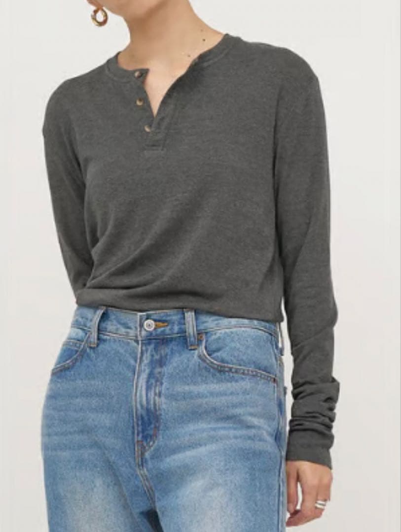 YENN イエン HENRY NECK LONG TEE ブラック