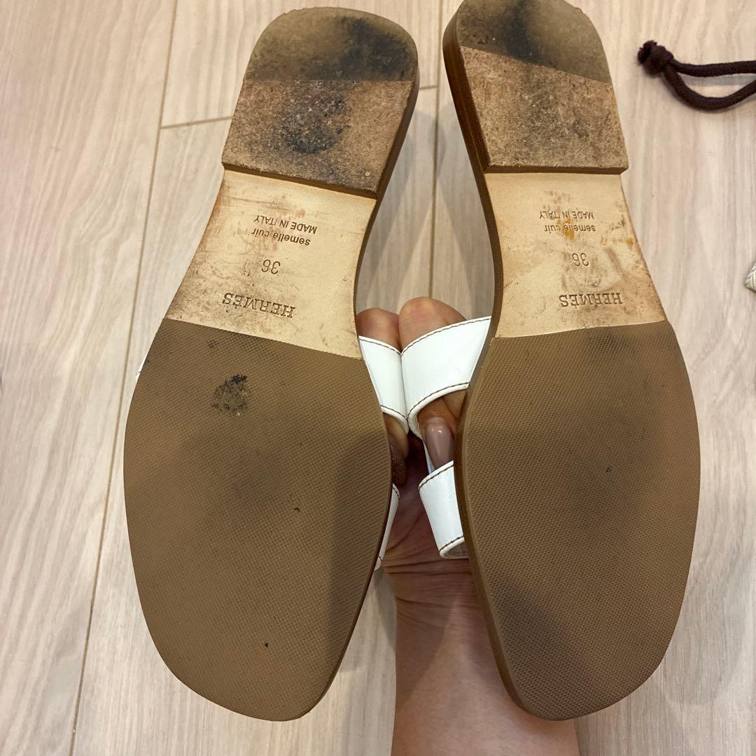 HERMES オラン ホワイト サンダル 36