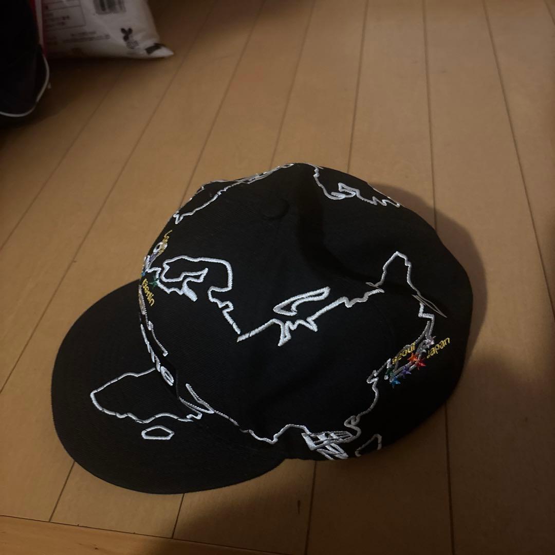 Supreme 地図刺繍 ベースボールキャップ 黒