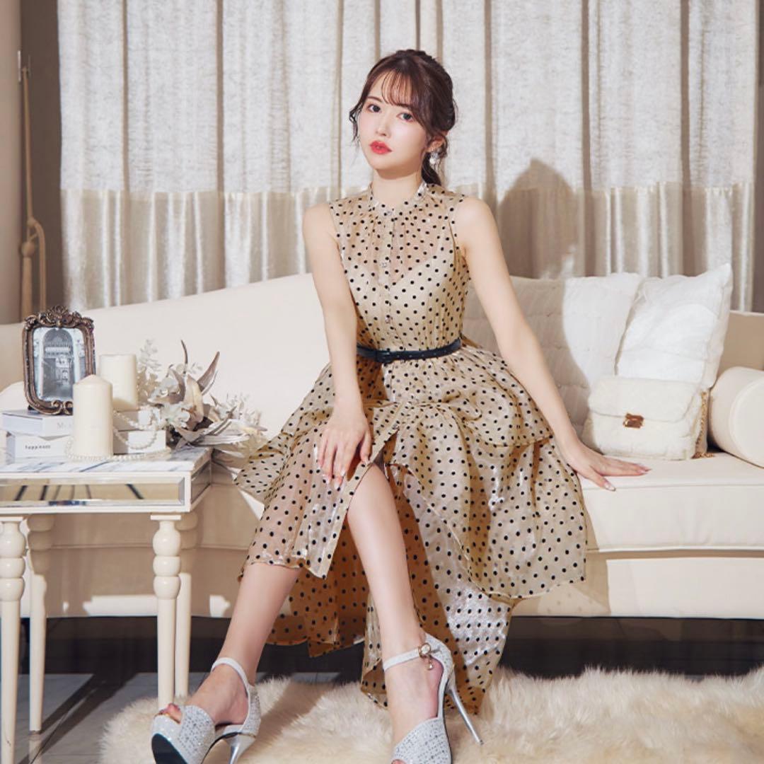 ローブドフルール ベージュ ティアードドレス