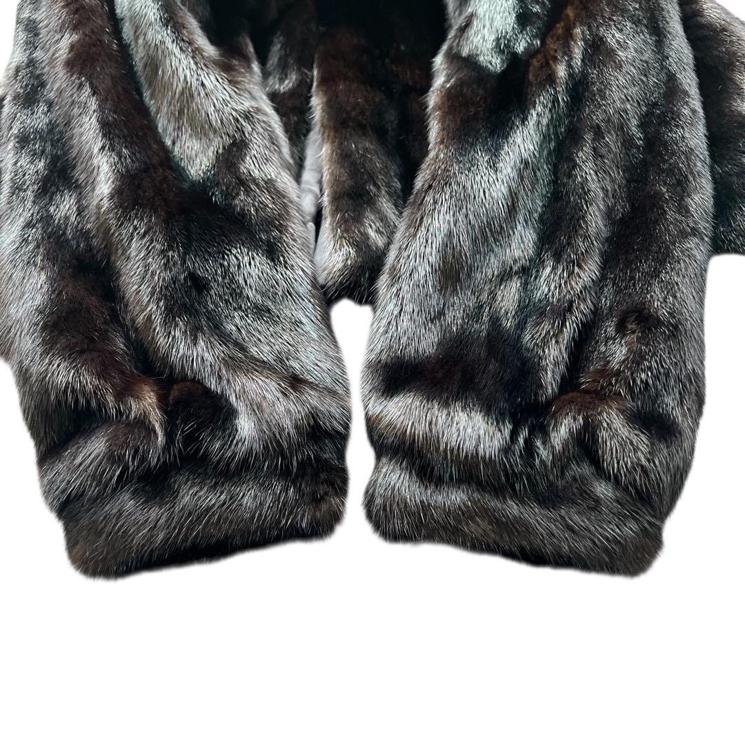 着丈70cm ブラックミンク リアルファーコート 毛並み◎ なめし柔らか 艶◎