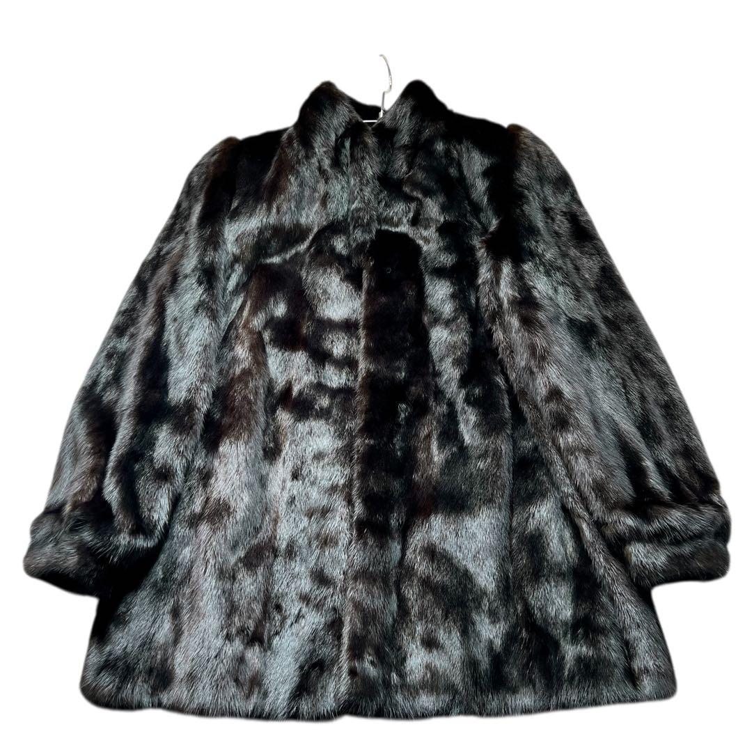 着丈70cm ブラックミンク リアルファーコート 毛並み◎ なめし柔らか 艶◎