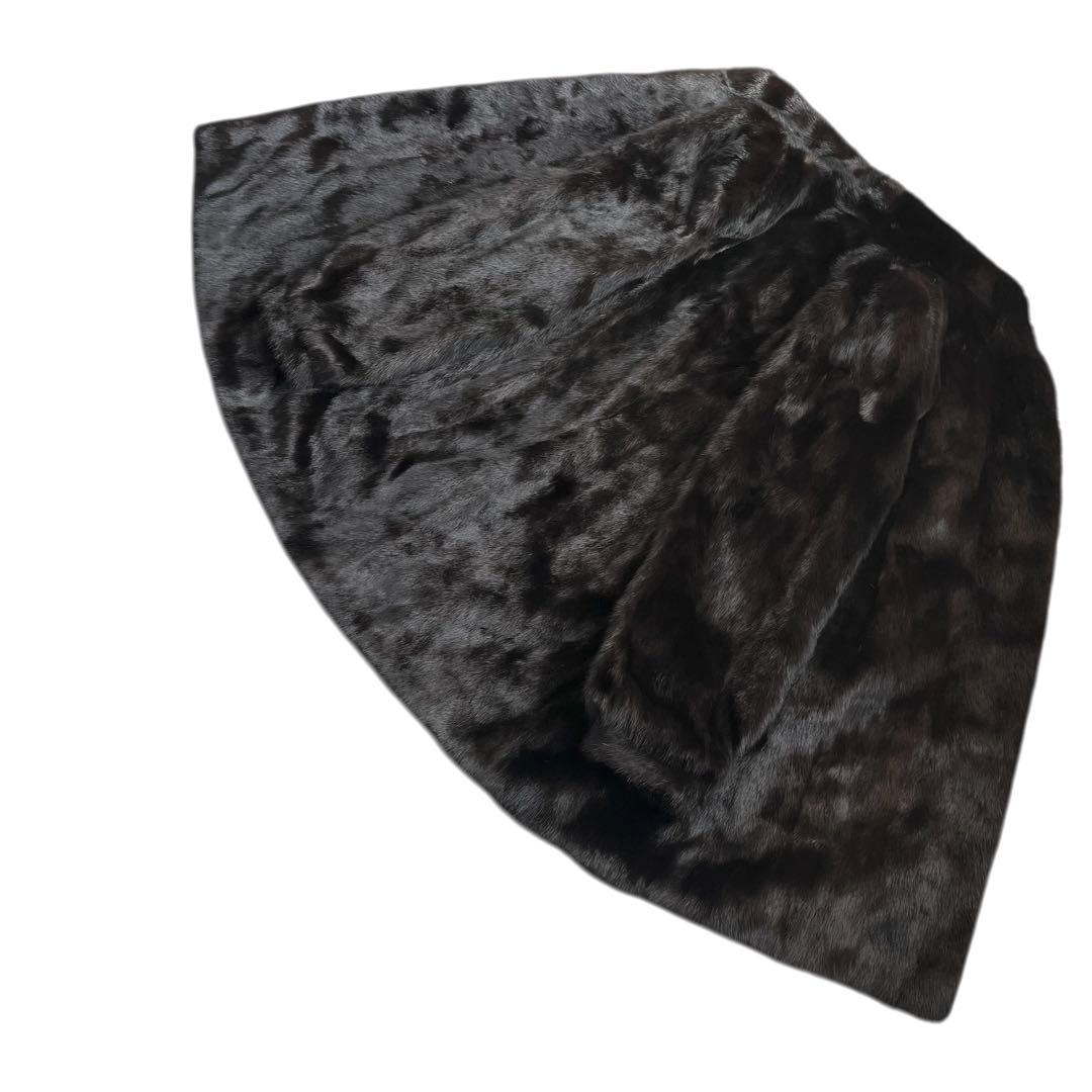 着丈70cm ブラックミンク リアルファーコート 毛並み◎ なめし柔らか 艶◎