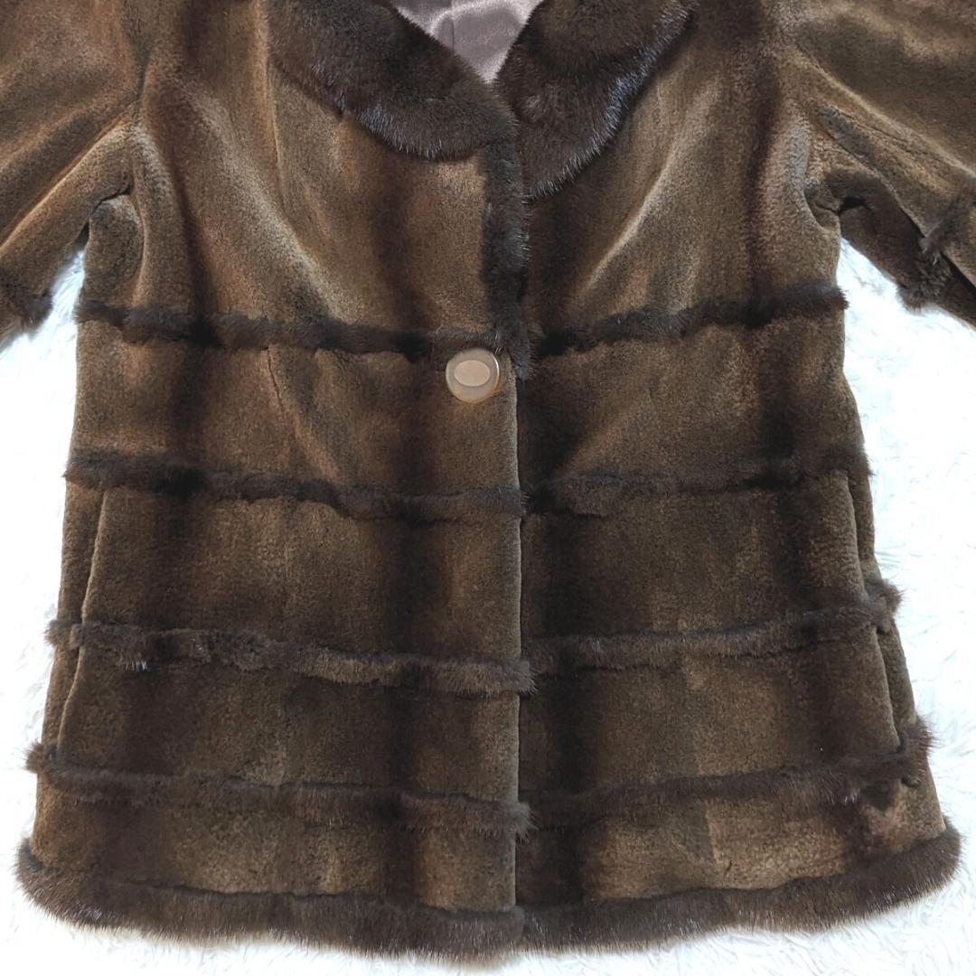 コペンハーゲンファー 毛皮コート ミンク ジャケット シェルボタン ブラウン