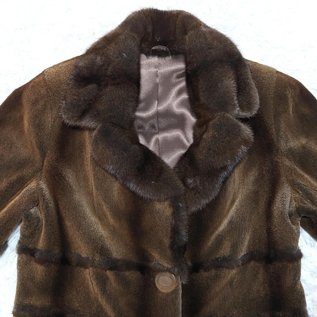 コペンハーゲンファー 毛皮コート ミンク ジャケット シェルボタン ブラウン