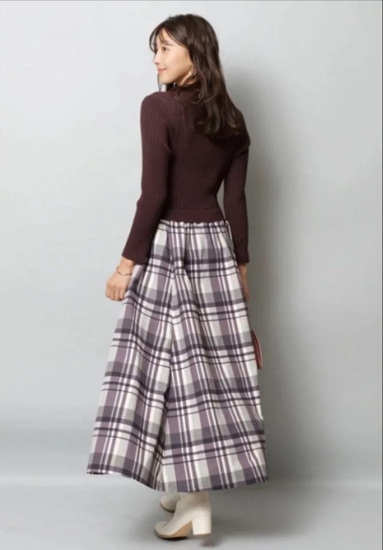 専用JUSGLITTY 長袖チェックスカートドッキングワンピース　新品未使用