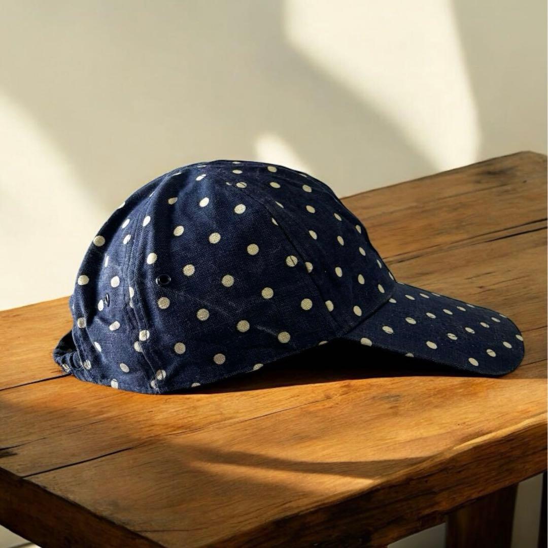 90's VINTAGEドット柄ロングビルキャップ帽子古着フェードCAP90年代