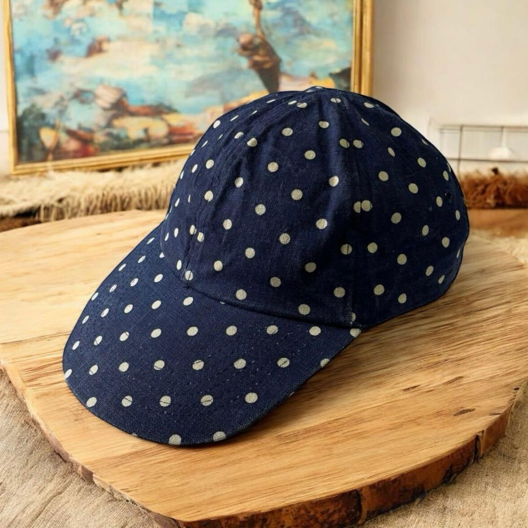90's VINTAGEドット柄ロングビルキャップ帽子古着フェードCAP90年代