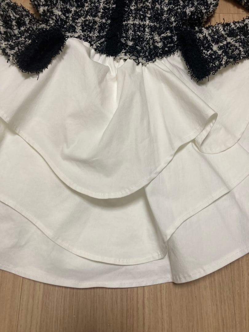 Darich ボリュームフリルツイードニットミニワンピース ブラック Ｆ