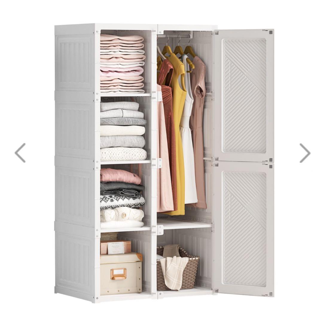 未使用 半透明タイプ モリリン インテリア ワードローブ 2列 収納 折り畳み