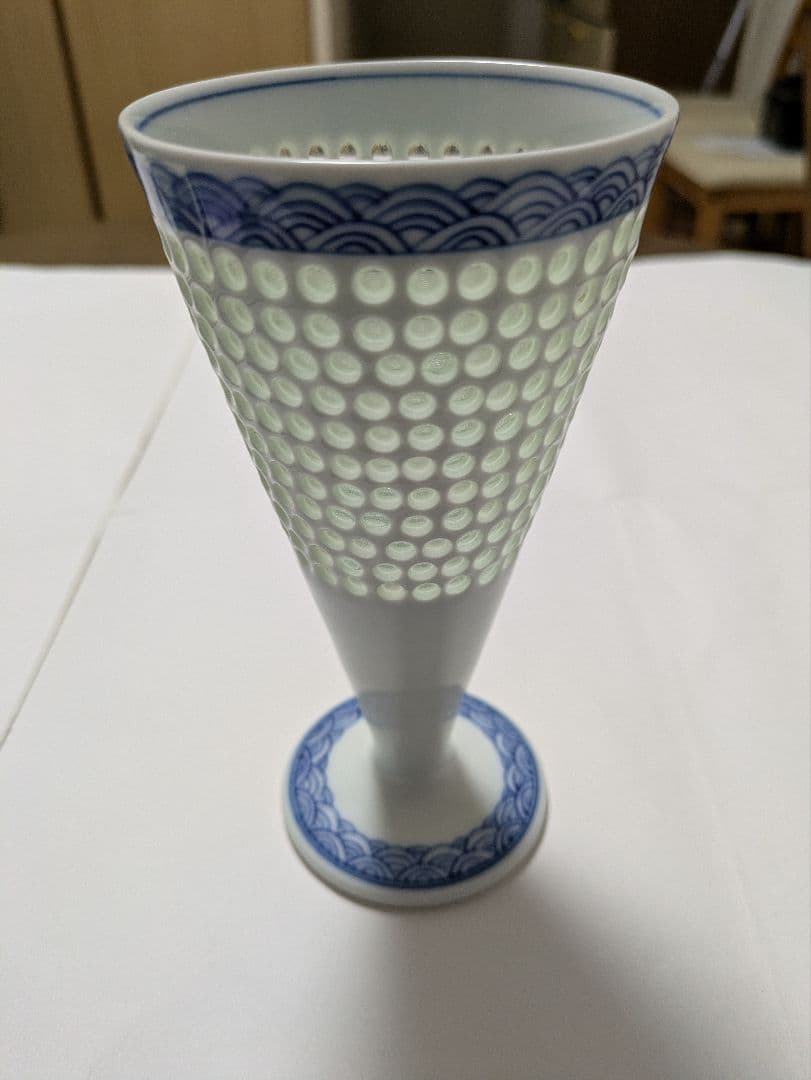 波佐見焼、丹心窯、フリーカップ、カップ＆ソーサー、水晶彫、青海波、箱無